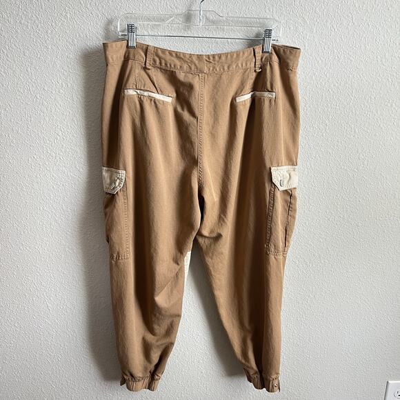 Tommy Hilfiger Tan Two Tone Cargo Pants Women's 32 High Rise Jogger Color Block - Picture 4 of 7
